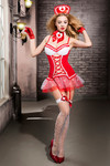 КОСТЮМ МЕДСЕСТРЫ CANDY GIRL GESABELLE (ПЛАТЬЕ, ПЕРЧАТКИ, СТРИНГИ, ЧУЛКИ, ЧОКЕР, ГОЛОВНОЙ УБОР, БАНТЫ