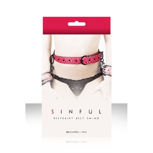 Розовый ремень на пояс Sinful Restraint Belt SM / MD