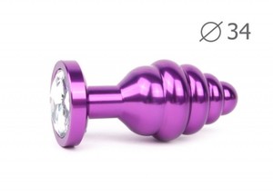 Втулка анальная VIOLET PLUG MEDIUM (фиолетовая), L 80 мм D 34 мм, вес 90г, цвет кристалла бесцветный