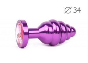 Втулка анальная VIOLET PLUG MEDIUM (фиолетовая), L 80 мм D 34 мм, вес 90г, цвет кристалла розовый