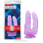 Фаллоимитатор двойной гелеобразный прозрачный на присоске Hi-Rubber фиолетовый 7,9