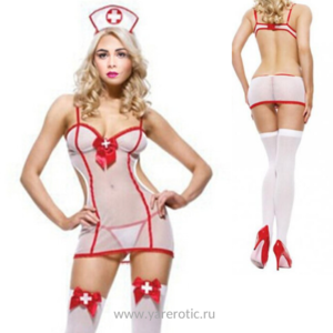 Костюм " Медсестра" ( сорочка, стринги , головной убор) раз. OS