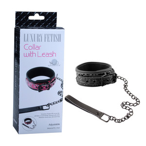 ОШЕЙНИК С ПОВОДКОМ "COLLAR WITH LEASH" цвет чёрный арт. EK-3103