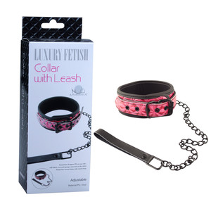 ОШЕЙНИК С ПОВОДКОМ "COLLAR WITH LEASH" цвет розовый арт. EK-3103