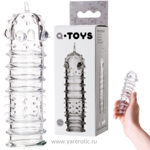 768013 НАСАДКА НА ПЕНИС TOYFA A-TOYS, TPR, ПРОЗРАЧНАЯ, 15,3 СМ
