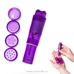 Мини вибратор Erotist Adult Toys с насадками, ABS пластик, фиолетовый, 11 см