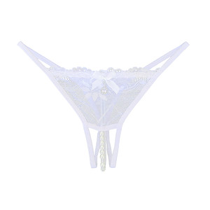 Трусики кружевные с доступом и бусами "Dittena Panties White" белые