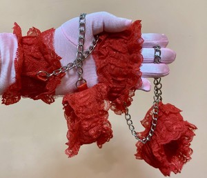 Наручники+оковы кружевные красные , арт. Лик24